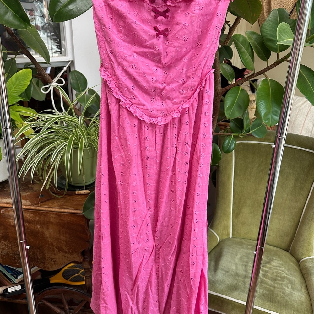 Pink Strapless Midi Dress